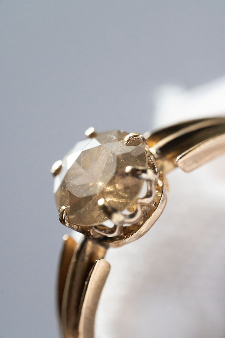 ヴィクトリアン 18Kゴールド 天然大粒ダイヤモンド（推定0.7ct）ソリティアリング