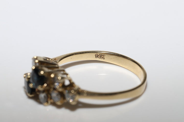 ヴィンテージ 1980年代頃 14K ゴールド 天然 ダイヤモンド サファイア 装飾 リング