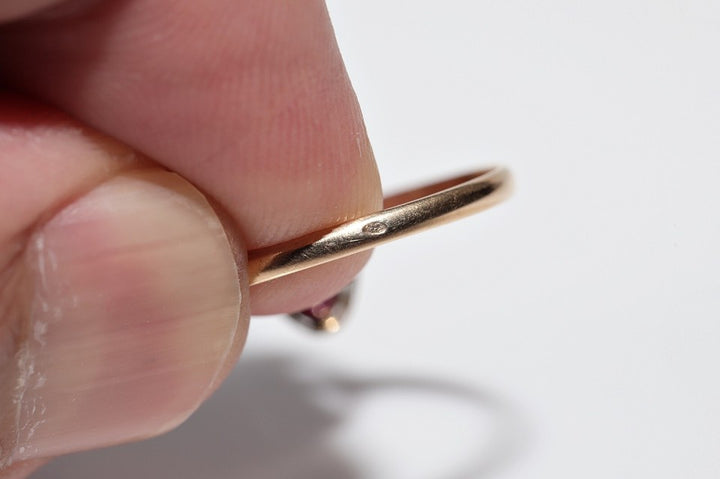 アンティーク 1900年代頃 14K ゴールド 天然 ダイヤモンド カボション カット ルビー リング