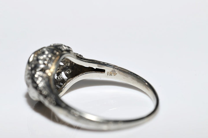 アンティーク 1920年頃 アールデコ 18K ゴールド 天然ダイヤモンド 装飾 ソリティア リング