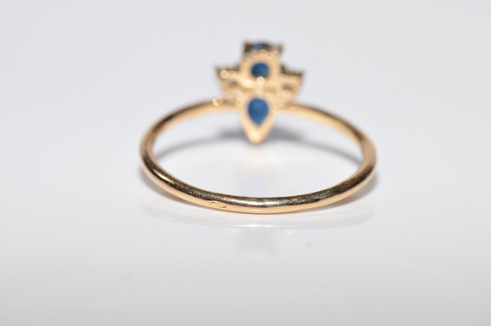 ヴィンテージ 1990年代頃 手作り 18K ゴールド 天然 ダイヤモンド サファイア リング