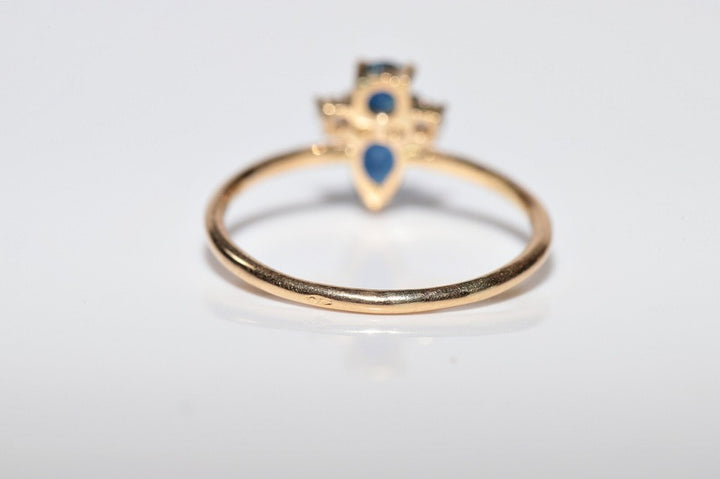 ヴィンテージ 1990年代頃 手作り 18K ゴールド 天然 ダイヤモンド サファイア リング