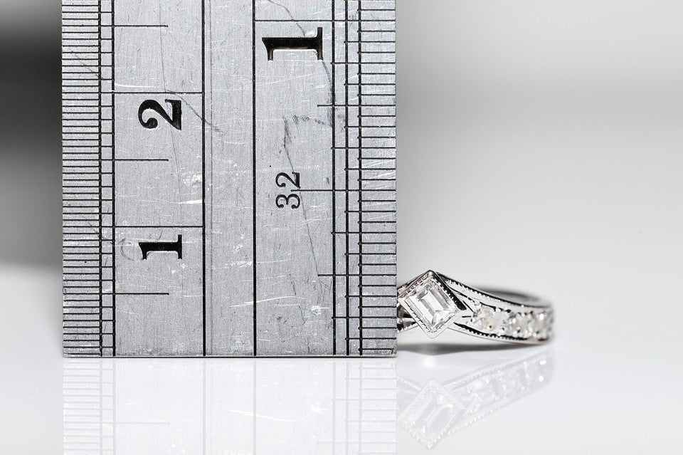 1980年代頃 14K ゴールド 天然ダイヤモンド 装飾 リング