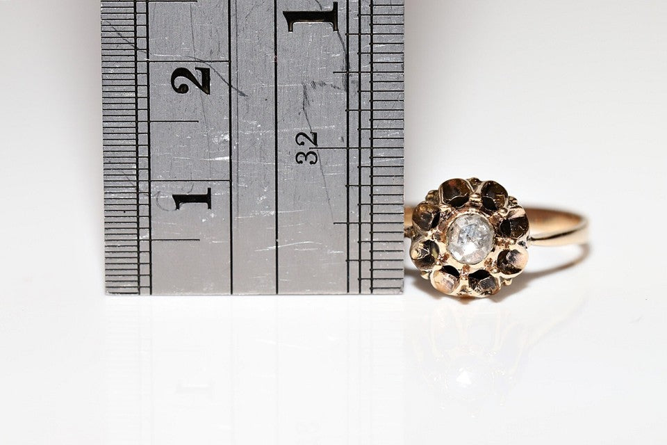 ヴィンテージ 1960年代頃 9K ゴールド ナチュラル ローズ カット ダイヤモンド ソリティア リング