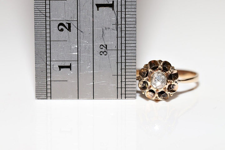 ヴィンテージ 1960年代頃 9K ゴールド ナチュラル ローズ カット ダイヤモンド ソリティア リング