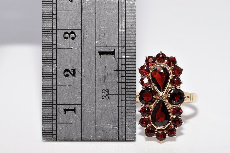 1960年代頃 ヴィンテージ 手作り 8K ゴールド 天然 ガーネット 装飾 リング