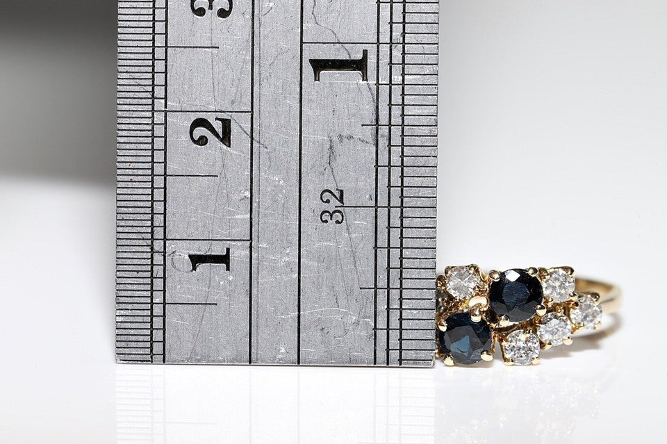 ヴィンテージ 1980年代頃 14K ゴールド 天然 ダイヤモンド サファイア 装飾 リング