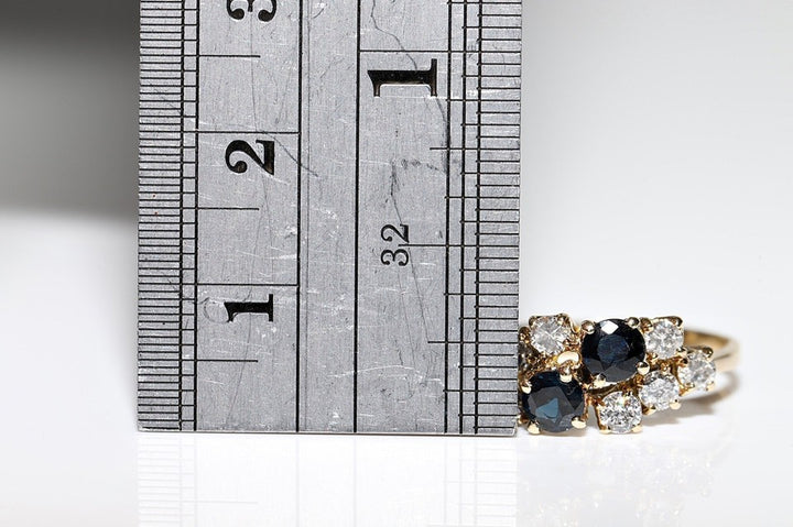 ヴィンテージ 1980年代頃 14K ゴールド 天然 ダイヤモンド サファイア 装飾 リング