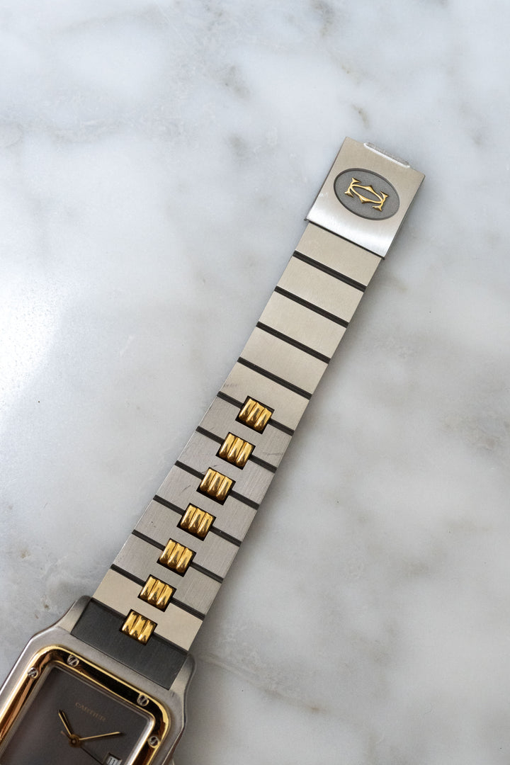 CARTIER カルティエ サントスカレ LMサイズ グレーダイヤル ゴースト コンビモデル ゴドロンブレス Ref.2961
