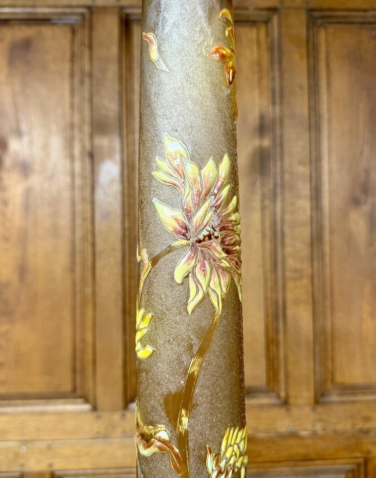 エミール・ガレのクリスタル工房 - エナメル加工ガラス製「菊の花瓶」、アール・ヌーヴォー様式