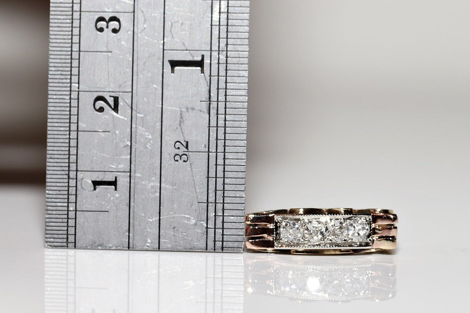 アンティーク 1900年代頃 14K ゴールド 天然ダイヤモンド 装飾 リング