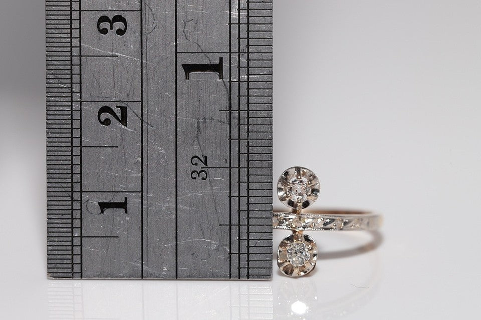 アンティーク 1900年代頃 手作り 18Kゴールド 天然ダイヤモンド 装飾 リング