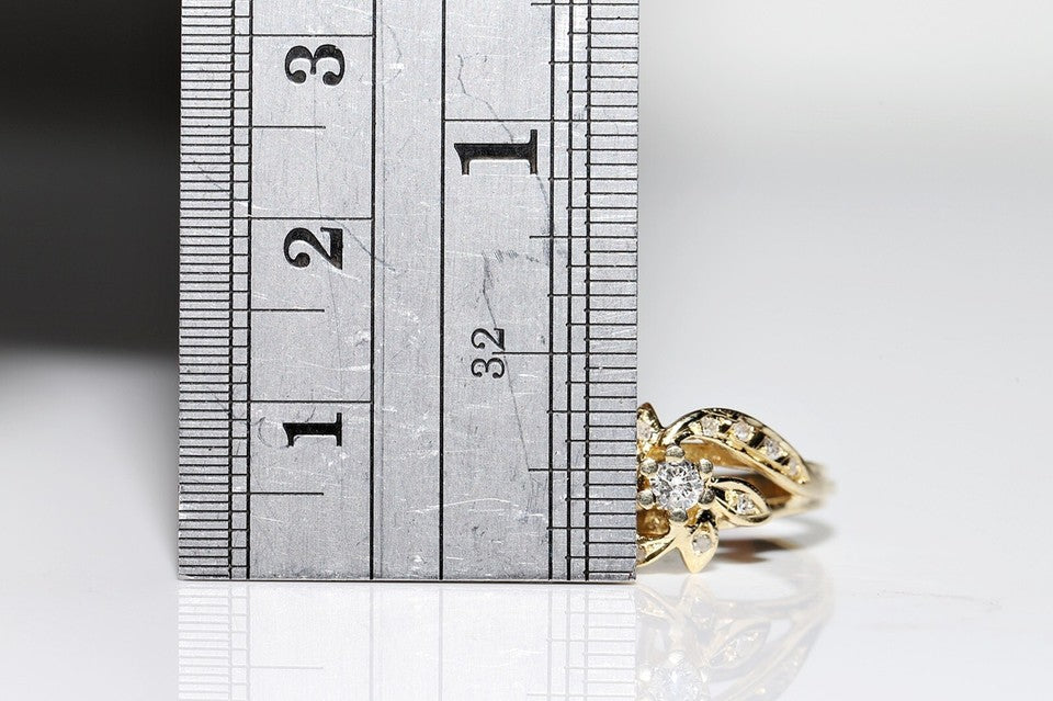 ヴィンテージ 1980年代頃 14K ゴールド 天然 ダイヤモンド 装飾 プリティ リング