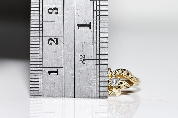 ヴィンテージ 1980年代頃 14K ゴールド 天然 ダイヤモンド 装飾 プリティ リング