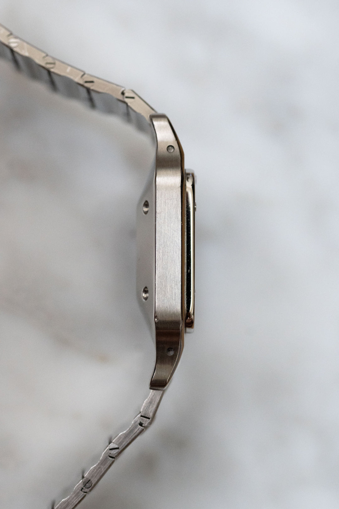 【箱/保証書/修理明細】CARTIER カルティエ サントスカレ LMサイズ バーガンディ ステンレスモデル ゴドロンブレス Ref.2960