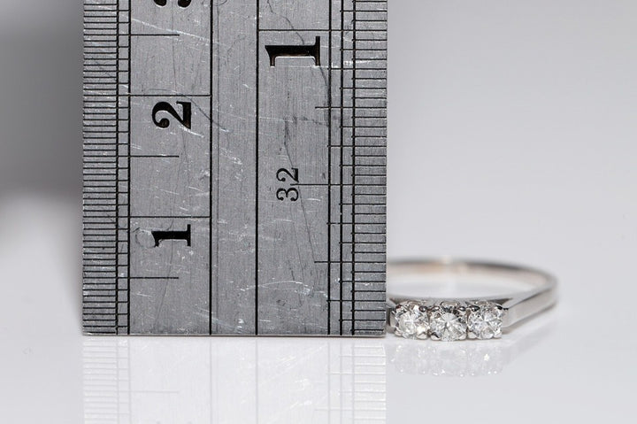 ヴィンテージ 1970年代頃 18K ゴールド 天然 3 ダイヤモンド 装飾 バンド リング