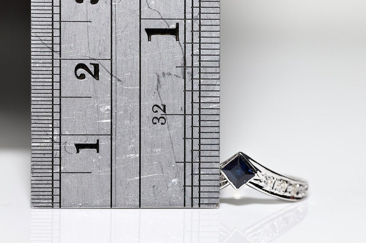 ヴィンテージ 1980年代頃 14K ゴールド 天然 ダイヤモンド サファイア 装飾 リング