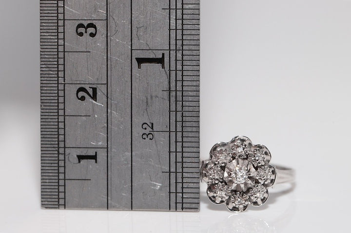 アンティーク 18Kゴールド アールデコ 18Kゴールド 天然ダイヤモンド 装飾 ラウンドデザイン リング