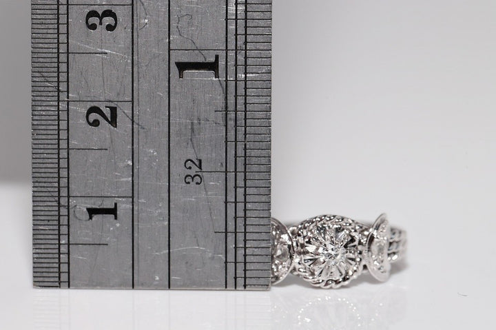 ヴィンテージ 18K ゴールド 天然 ダイヤモンド 装飾 ソリティア ロープ デザイン リング