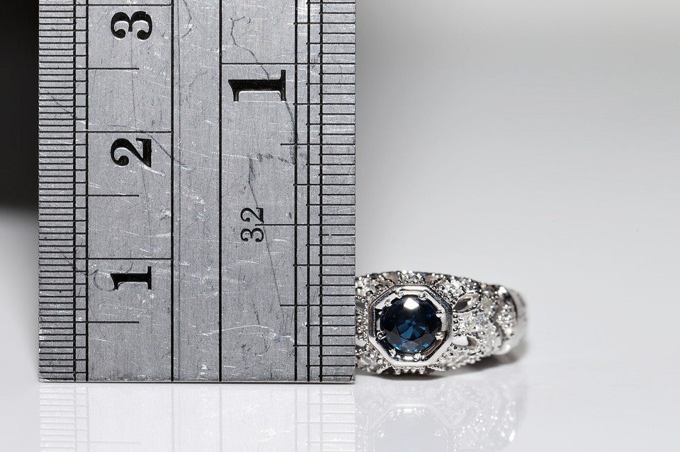 ヴィンテージ 1980年代頃 14K ゴールド 天然 ダイヤモンド サファイア 装飾 リング