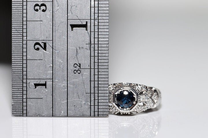 ヴィンテージ 1980年代頃 14K ゴールド 天然 ダイヤモンド サファイア 装飾 リング