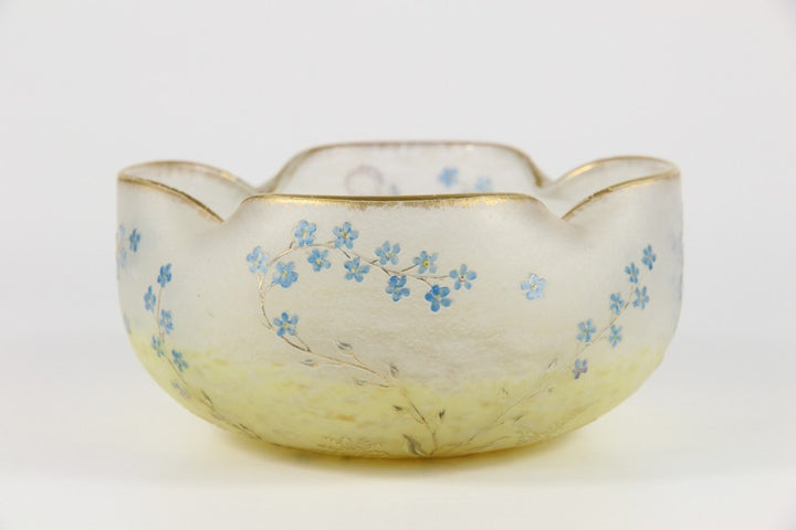 ドーム・ナンシー 勿忘草文 酸化腐食彫 エナメル彩 金彩 ボウル（1895年頃）
