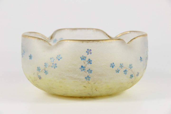 ドーム・ナンシー 勿忘草文 酸化腐食彫 エナメル彩 金彩 ボウル（1895年頃）