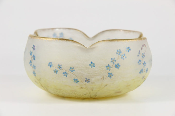 ドーム・ナンシー 勿忘草文 酸化腐食彫 エナメル彩 金彩 ボウル（1895年頃）