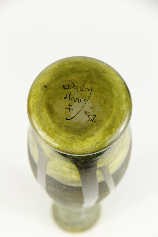 1900年頃の製造 ドーム兄弟（ドームナンシー）「夏の森」文 大型カメオ・ガラス花瓶