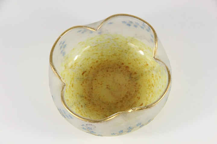 ドーム・ナンシー 勿忘草文 酸化腐食彫 エナメル彩 金彩 ボウル（1895年頃）