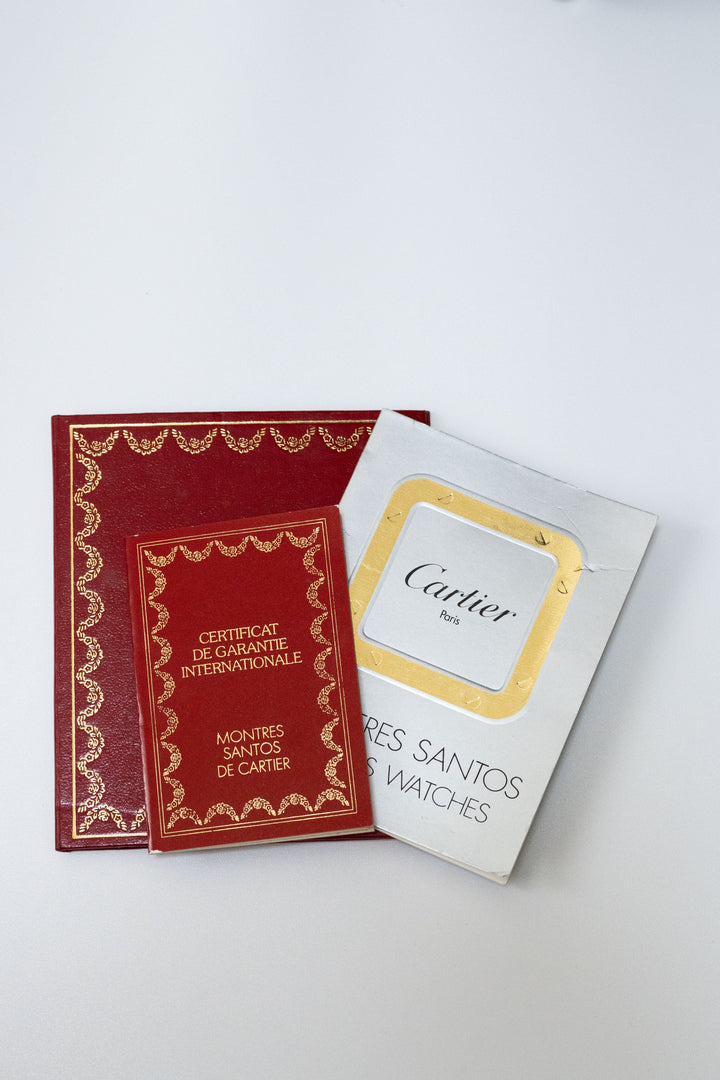 【箱/保証書/修理明細】CARTIER カルティエ サントスカレ LMサイズ バーガンディ ステンレスモデル ゴドロンブレス Ref.2960