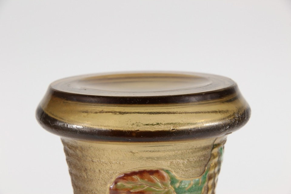 エミールガレの初期作品　エナメルガラスを使ったダリアの花が描かれたアールヌーボー花瓶