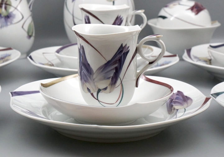 マイセン①チューリップ28cm波の戯れラインユーゲント現代花シリーズ