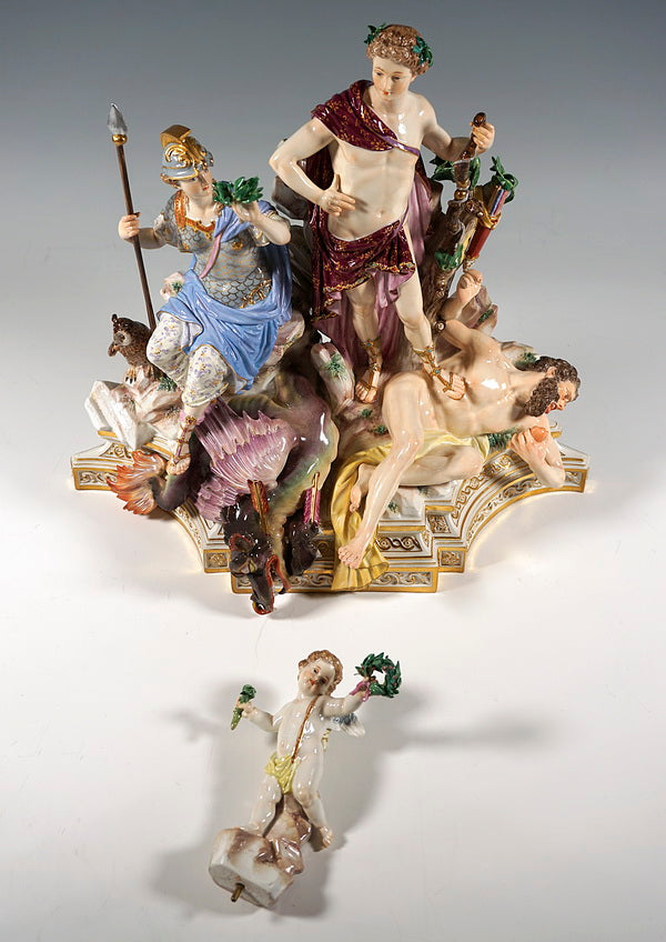 マイセン　大型人形　アンティーク マイセン人形『フィギュリン』大型グループ作品 アポロの凱旋 ロシア