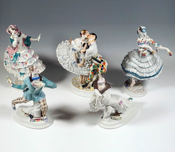 ドイツ　HUTSCHENREUTHER ペンギン　5体　フィギュリン　陶磁器 マイセン人形『フィギュリン』 ロシアンバレエカーニバル 5体