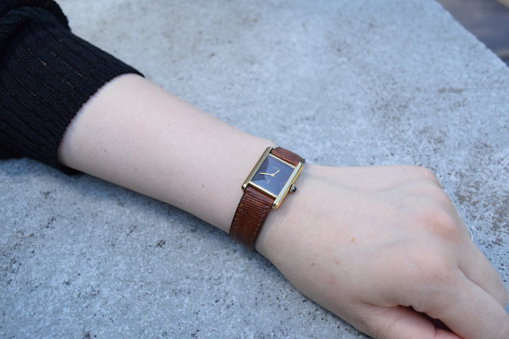 【廃盤】マストタンク ブラウンダイヤル SMサイズ手巻き純銀に18Kヴェルメイユ腕時計