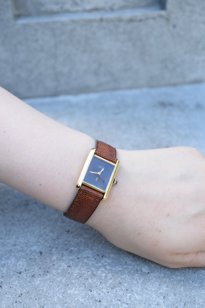 【廃盤】マストタンク ブラウンダイヤル SMサイズ手巻き純銀に18Kヴェルメイユ腕時計