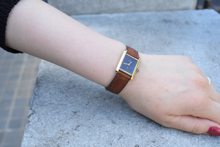 【廃盤】マストタンク ブラウンダイヤル SMサイズ手巻き純銀に18Kヴェルメイユ腕時計