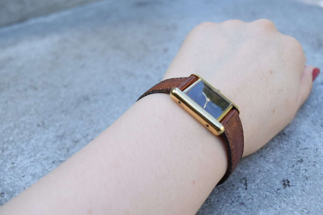 【廃盤】マストタンク ブラウンダイヤル SMサイズ手巻き純銀に18Kヴェルメイユ腕時計