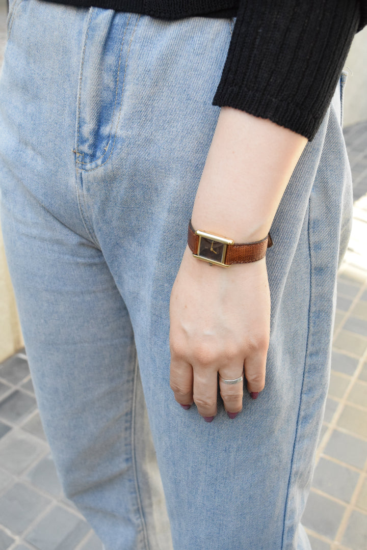 【廃盤】マストタンク ブラウンダイヤル SMサイズ手巻き純銀に18Kヴェルメイユ腕時計