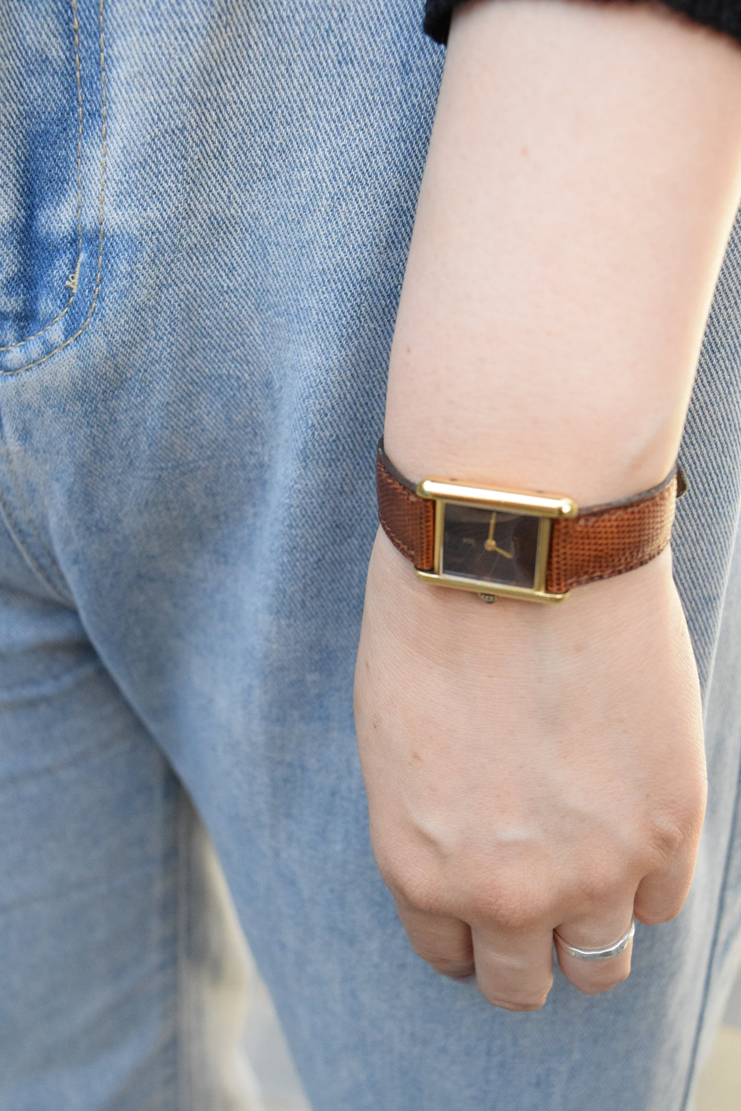 【廃盤】マストタンク ブラウンダイヤル SMサイズ手巻き純銀に18Kヴェルメイユ腕時計