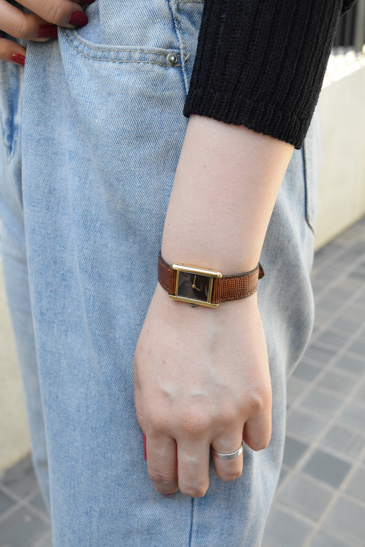 【廃盤】マストタンク ブラウンダイヤル SMサイズ手巻き純銀に18Kヴェルメイユ腕時計