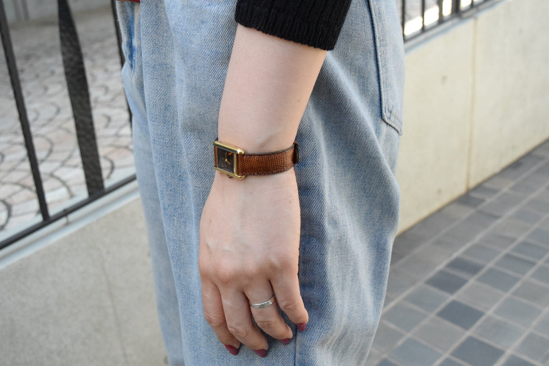 【廃盤】マストタンク ブラウンダイヤル SMサイズ手巻き純銀に18Kヴェルメイユ腕時計