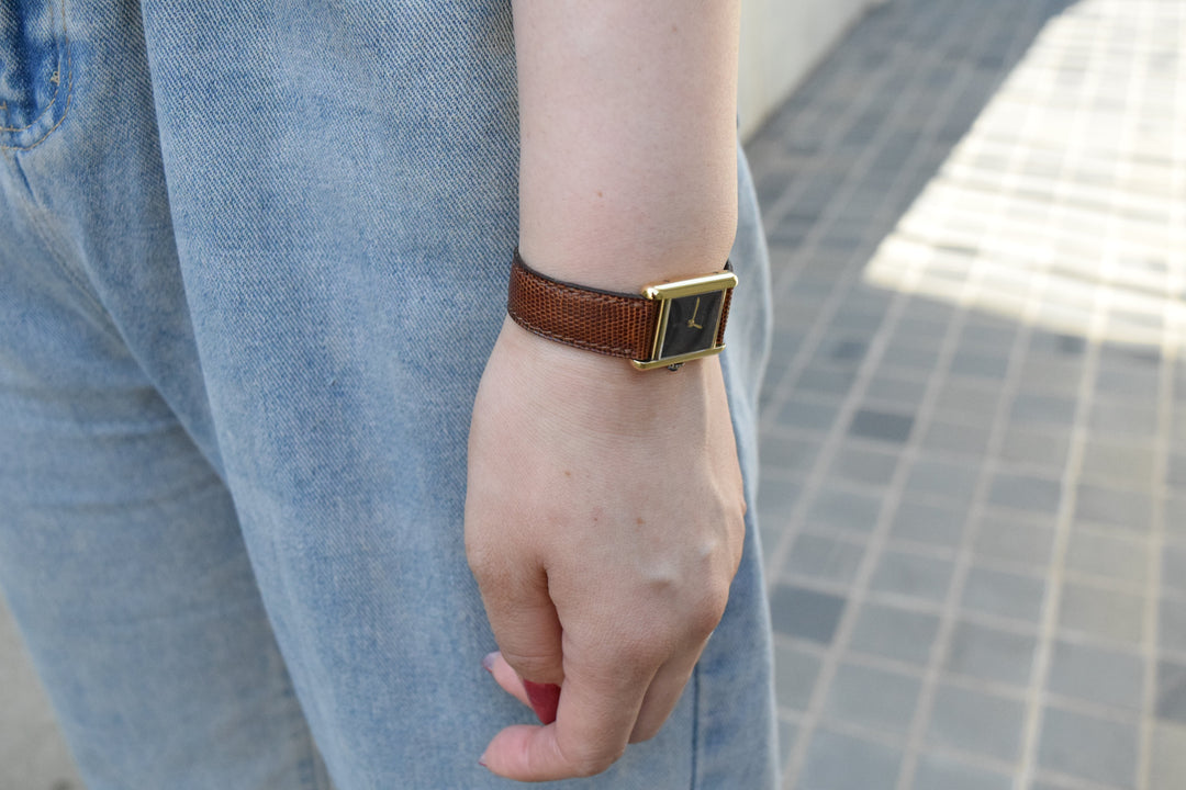 【廃盤】マストタンク ブラウンダイヤル SMサイズ手巻き純銀に18Kヴェルメイユ腕時計