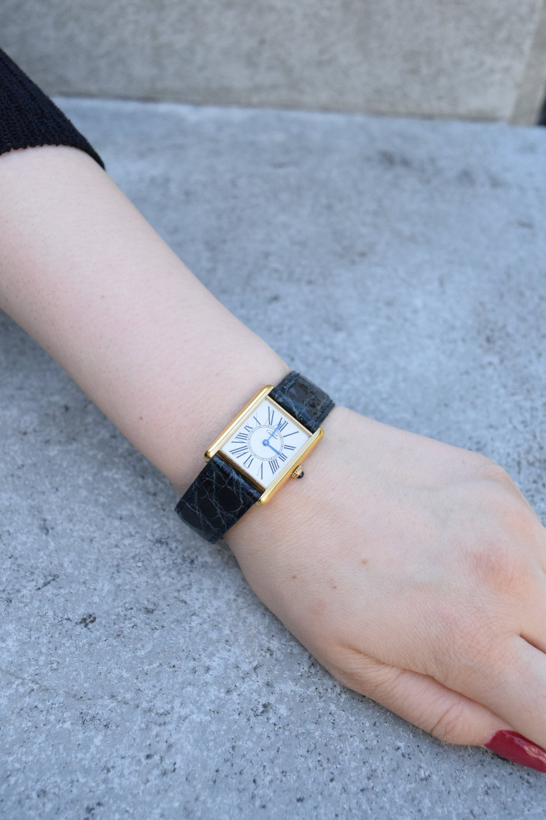 廃盤マスト ドゥ カルティエ タンク　ユニセックス ヴィンテージウォッチ オパランインデックス LMサイズ 純銀に18Kヴェルメイユ