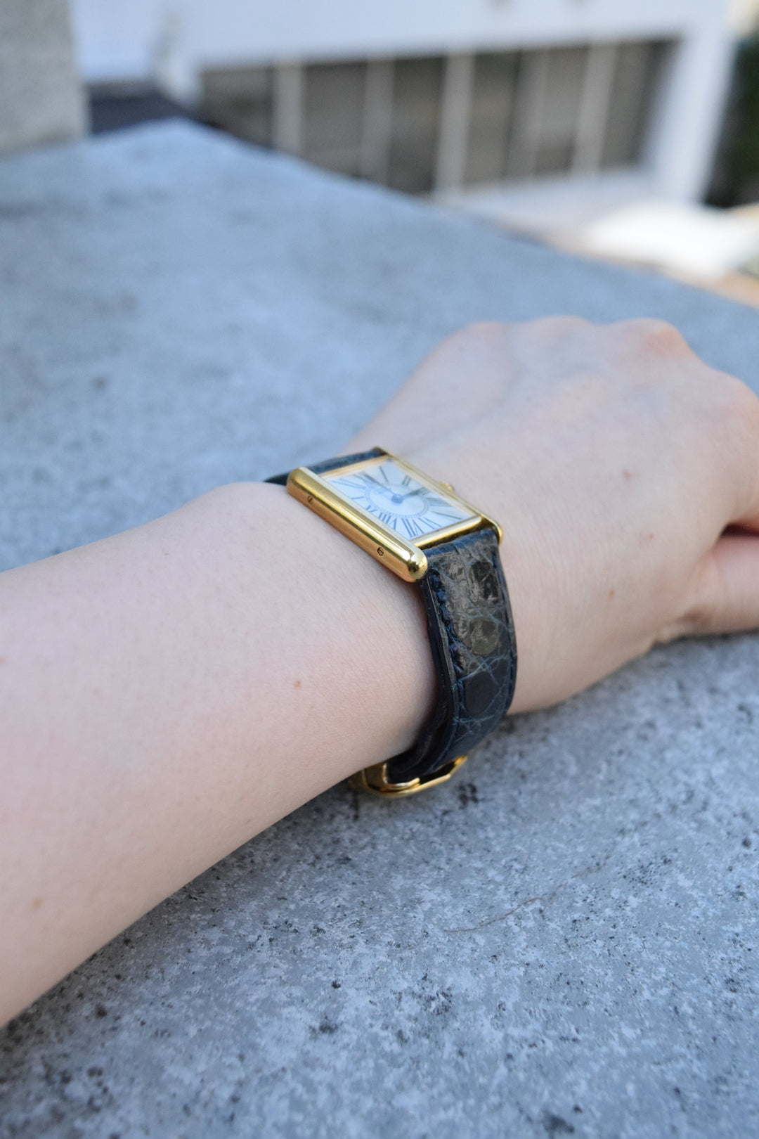 廃盤マスト ドゥ カルティエ タンク　ユニセックス ヴィンテージウォッチ オパランインデックス LMサイズ 純銀に18Kヴェルメイユ