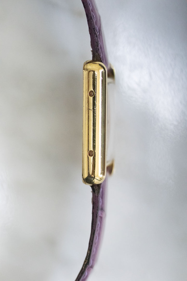 【箱/保証書付き/廃盤】マスト ドゥ カルティエ タンク2003年クリスマス限定モデル 石畳薄紫 MMサイズ