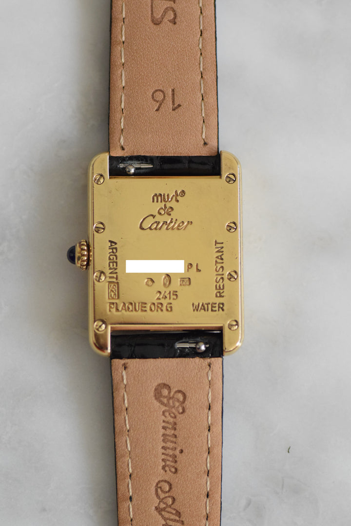 【箱/保証書付き/廃盤】マスト ドゥ カルティエ タンク2003年クリスマス限定モデル 石畳薄紫 MMサイズ