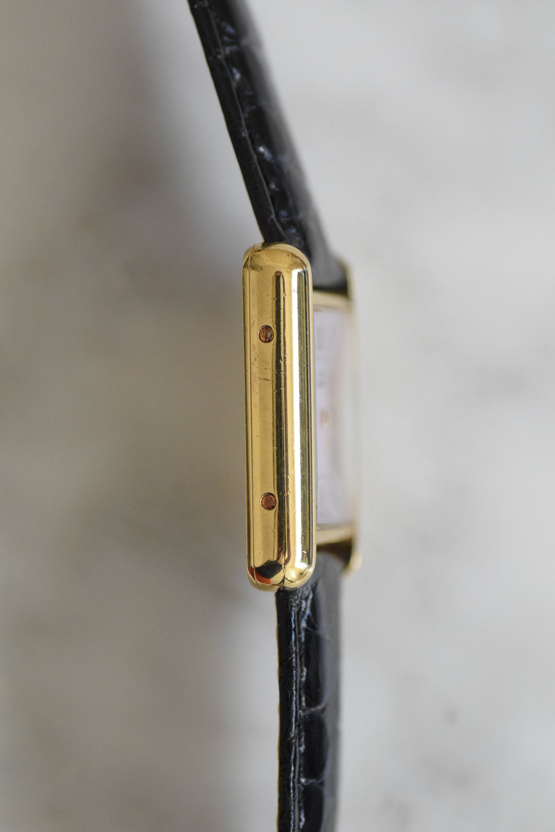 【箱/保証書付き/廃盤】マスト ドゥ カルティエ タンク2003年クリスマス限定モデル 石畳薄紫 MMサイズ