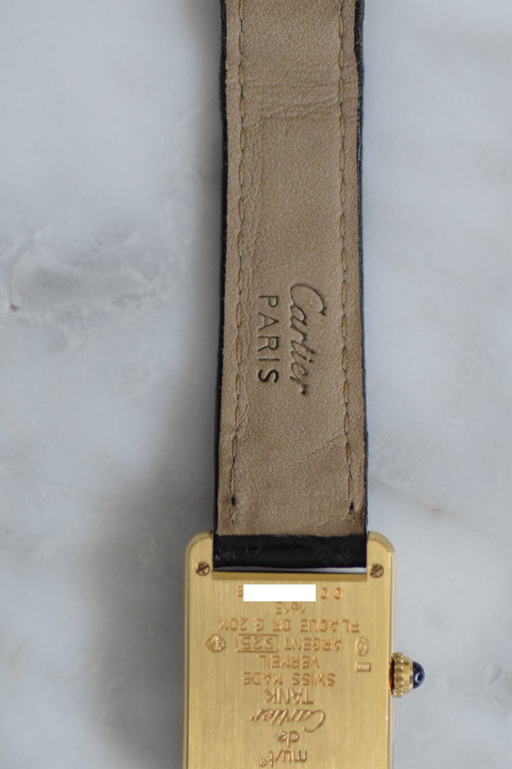 【箱/ギャランティ付】マスト ドゥ カルティエ タンク　レディースヴィンテージウォッチ 飛びローマン SMサイズ 純銀に18Kヴェルメイユ